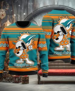 Miami Dolphins Snoppy Christmas Knitted Sweater For Men And Women