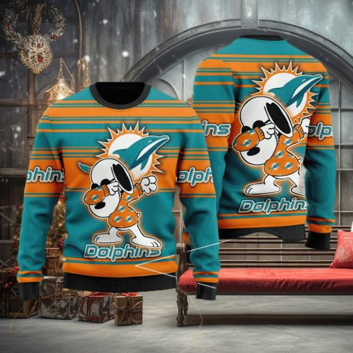 Miami Dolphins Snoppy Christmas Knitted Sweater For Men And Women