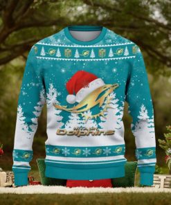 Miami Dolphins Ugly Christmas Sweater Snowflakes Santa Hat Logo For Men And Women Gift Christmas