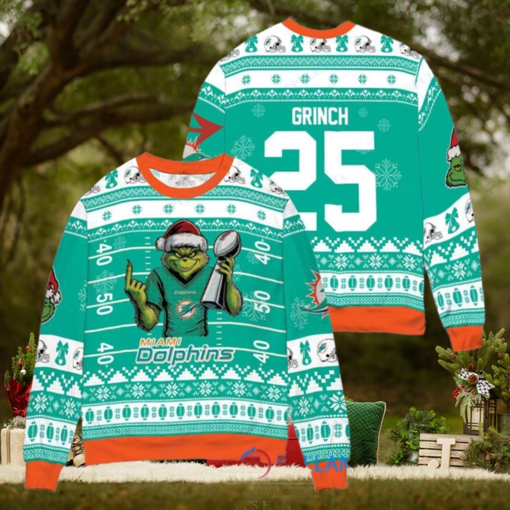 Miami Dolphins x Grinch Christmas Dr. Seuss How the Grinch Stole Christmas with Super Bowl Trophy Custom Ugly Christmas Sweater Miami Dolphins x Grinch Christmas Dr. Seuss How the Grinch Stole Christmas with Super Bowl Trophy Custom Ugly Christmas Sweater