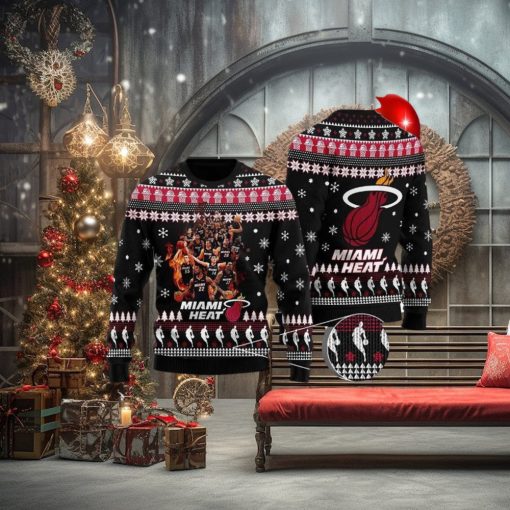 Miami Heat Basketball Team Ugly Christmas Sweater Perfect Holiday Gift