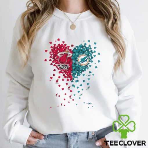 Miami Heat Miami Dolphins Tiny Heart Shape 2023 T Shirt