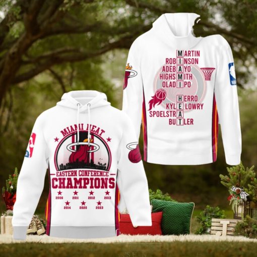 Miami Heat NBA Eastern Conference Champions White Hoodie Sweathoodie, sweater, longsleeve, shirt v-neck, t-shirt 3D