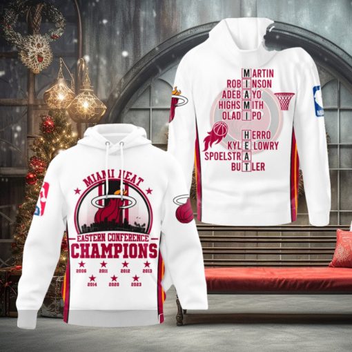 Miami Heat NBA Eastern Conference Champions White Hoodie Sweathoodie, sweater, longsleeve, shirt v-neck, t-shirt 3D