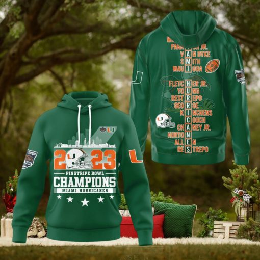 Miami Hurricanes 2023 Pinstripe Bowl Champions Hoodie T Shirt