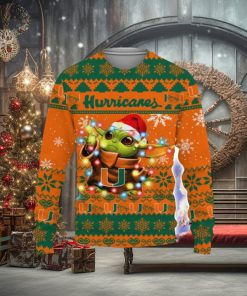 Miami Hurricanes Baby Yoda Star Wars Sports Football American Ugly Christmas Sweater Christmas Holiday Gift