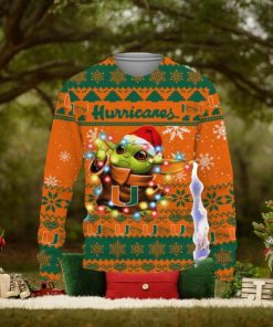 Miami Hurricanes Baby Yoda Star Wars Sports Football American Ugly Christmas Sweater Christmas Holiday Gift