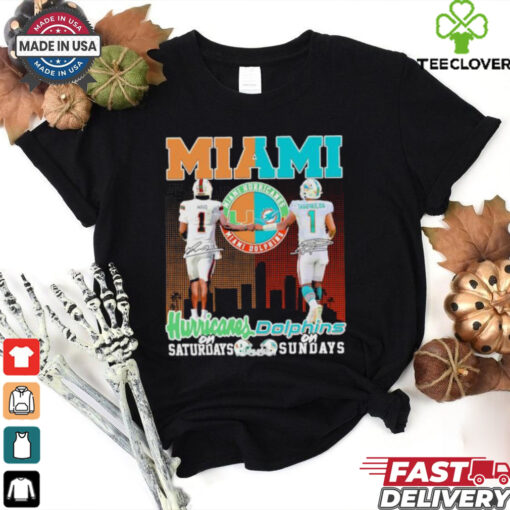Miami Hurricanes Cam Ward On Saturdays X Miami Dolphins Tua Tagovailoa On Sundays Shirt