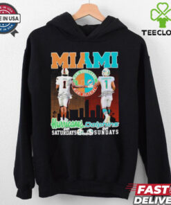 Miami Hurricanes Cam Ward On Saturdays X Miami Dolphins Tua Tagovailoa On Sundays Shirt