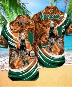 Miami Hurricanes Funny Hawaiian Shirt Halloween Michael Myers Freddy Krueger Chucky