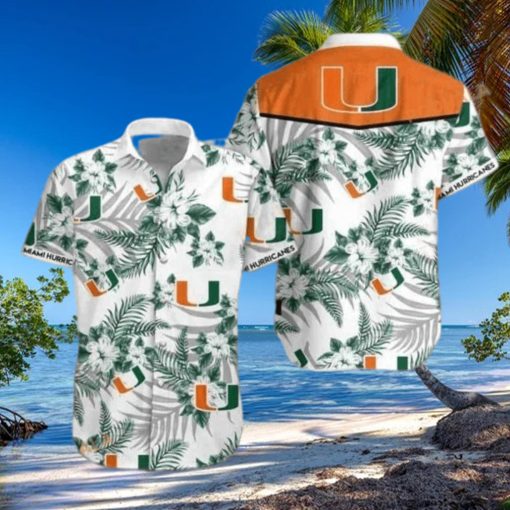 Miami Hurricanes Funny Hawaiian Shirt Hibiscus Flower Beach Gift For Football Coach