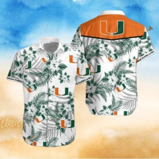 Miami Hurricanes Funny Hawaiian Shirt Hibiscus Flower Beach Gift For Football Coach