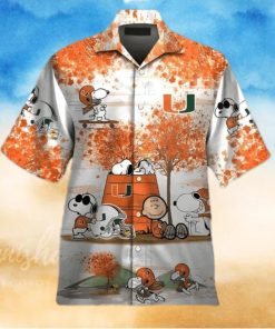 Miami Hurricanes Funny Hawaiian Shirt The Peanuts Snoopy Autumn Tree