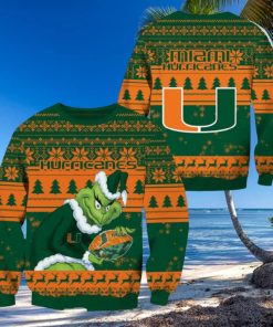 Miami Hurricanes Grinch Christmas Ugly Sweater NCAA Funny Gift For Men And Women