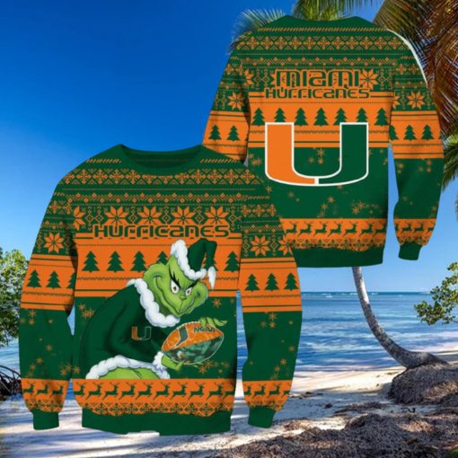 Miami Hurricanes Grinch Christmas Ugly Sweater NCAA Funny Gift For Men And Women