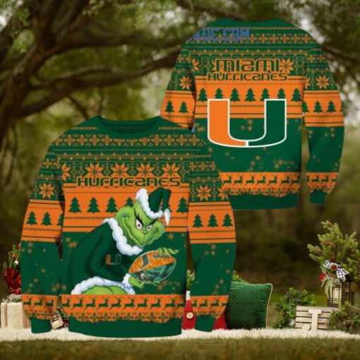 Miami Hurricanes Grinch NCAA Christmas Ugly Sweater