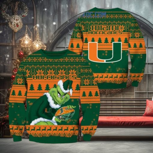 Miami Hurricanes Grinch NCAA Christmas Ugly Sweater