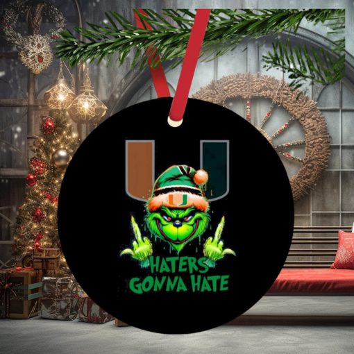 Miami Hurricanes Grinch Santa Middle finger haters gonna hate ornament