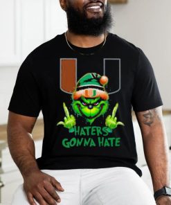 Miami Hurricanes Grinch Santa Middle finger haters gonna hate shirt 1 Miami Hurricanes Grinch Santa Middle finger haters gonna hate shirt