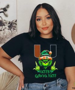 Miami Hurricanes Grinch Santa Middle finger haters gonna hate shirt 3 Miami Hurricanes Grinch Santa Middle finger haters gonna hate shirt