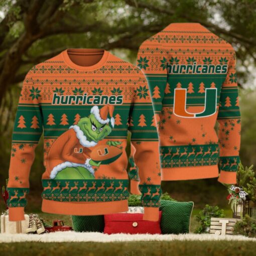 Miami Hurricanes Grinch Ugly Christmas Sweater