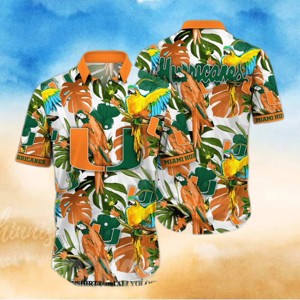 Miami Hurricanes NCAA Floral 3D All Over Print Hawaiian Shirt Miami Hurricanes NCAA Floral 3D All Over Print Hawaiian Shirt
