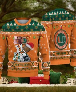 Miami Hurricanes NCAA Ho Ho Ho Snow Christmas Personalized Ugly Sweater