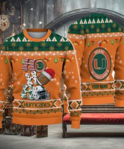Miami Hurricanes NCAA Ho Ho Ho Snow Christmas Personalized Ugly Sweater