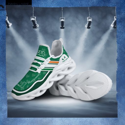Miami Hurricanes NCAA Logo St. Patrick’s Day Shamrock Custom Name Clunky Max Soul Shoes Sneakers For Mens Womens