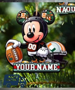 Miami Hurricanes NCAA Mickey Mouse Christmas Tree Decorations Custom Name Xmas Ornament