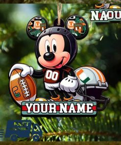 Miami Hurricanes NCAA Mickey Mouse Christmas Tree Decorations Custom Name Xmas Ornament