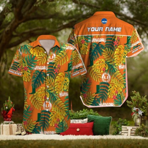 Miami Hurricanes NCAA Palm Custom Name Hawaiian Shirt Beach For Men Women Gift For Fans