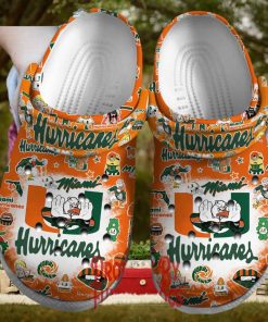 Miami Hurricanes NCAA Pattern Orange Crocs Shoes