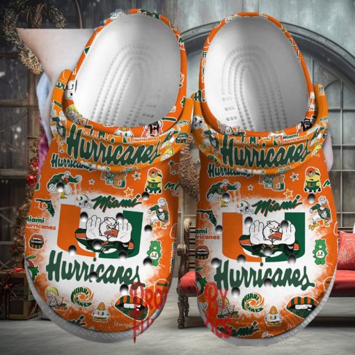 Miami Hurricanes NCAA Pattern Orange Crocs Shoes