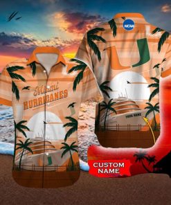 Miami Hurricanes NCAA Print Custom Name Men And Women Sports Teams Hawaiian Shirt Gift