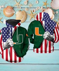 Miami Hurricanes NCAA US Flag 3D Printed Hoodie Ver