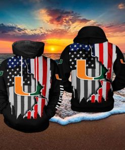 Miami Hurricanes NCAA US Flag 3D Printed Hoodie