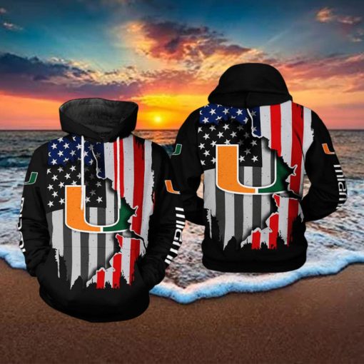 Miami Hurricanes NCAA US Flag 3D Printed Hoodie