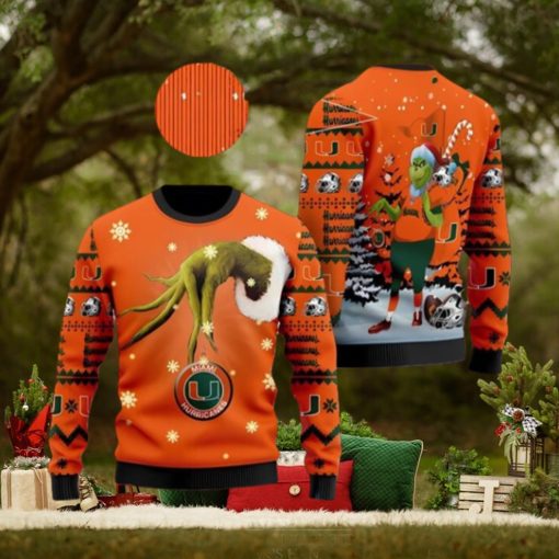 Miami Hurricanes Team Grinch Ugly Christmas Sweater Cute Christmas Gift
