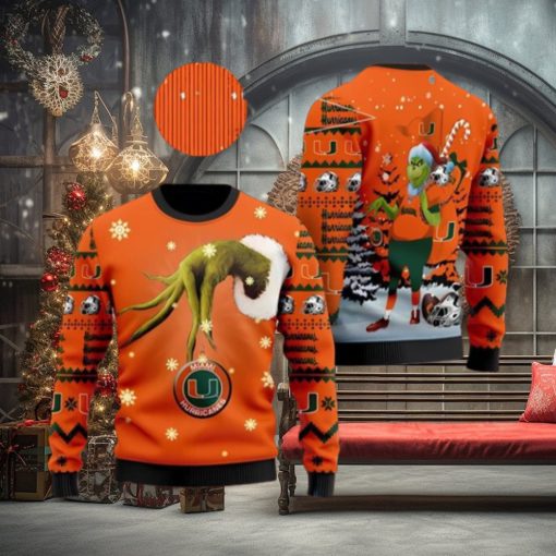 Miami Hurricanes Team Grinch Ugly Christmas Sweater Cute Christmas Gift