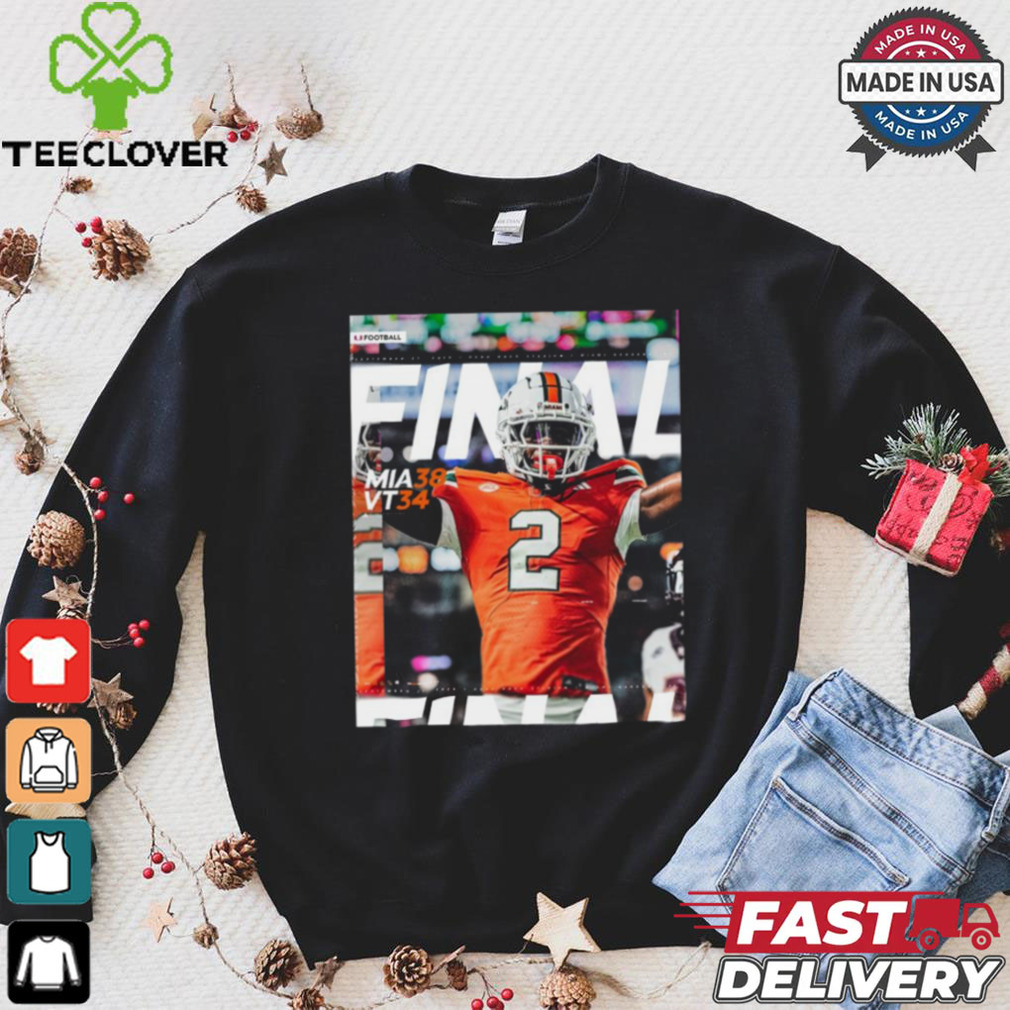 Miami Hurricanes Wins 38 34 Virginia Tech Football 2024 ACC Game Final Score T Shirt Miami Hurricanes Wins 38 34 Virginia Tech Football 2024 ACC Game Final Score T Shirt