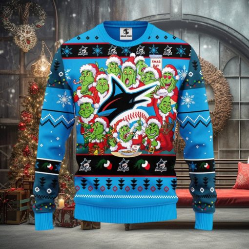 Miami Marlins 12 Grinch Xmas Day Christmas Ugly Sweater
