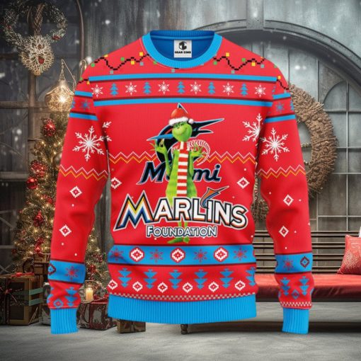 Miami Marlins Funny Grinch Christmas Ugly Sweater