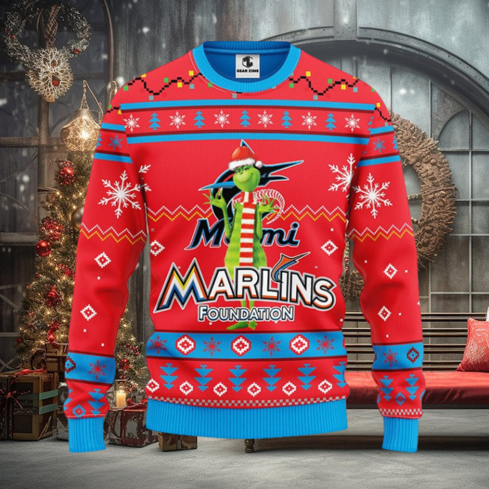 Miami Marlins Funny Grinch Christmas Ugly Sweater Miami Marlins Funny Grinch Christmas Ugly Sweater