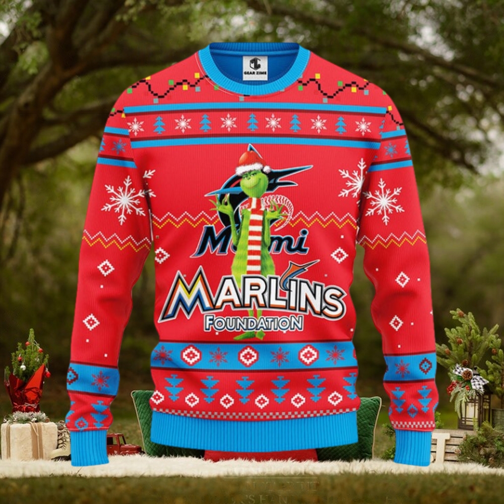 Miami Marlins Funny Grinch Christmas Ugly Sweater Miami Marlins Funny Grinch Christmas Ugly Sweater