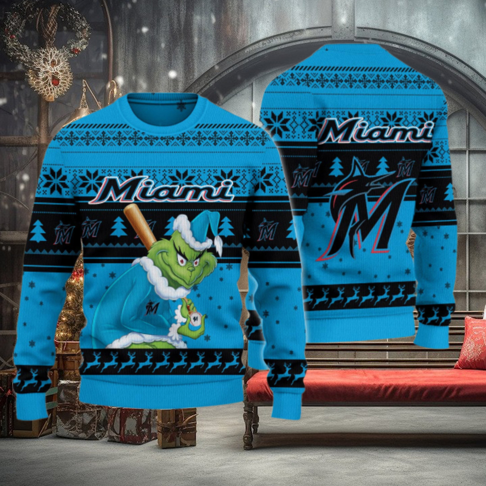 Miami Marlins Grinch Christmas Ugly Sweater Miami Marlins Grinch Christmas Ugly Sweater