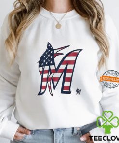 Miami Marlins M logo x Flag of the United States shirt 1 Miami Marlins M logo x Flag of the United States shirt
