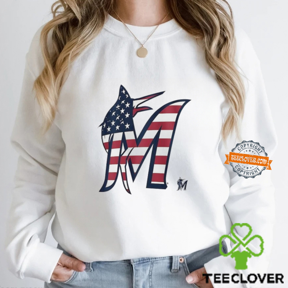 Miami Marlins M logo x Flag of the United States shirt Miami Marlins M logo x Flag of the United States shirt