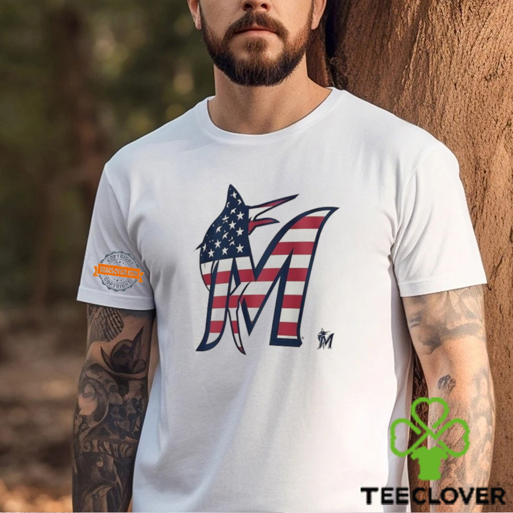 Miami Marlins M logo x Flag of the United States shirt Miami Marlins M logo x Flag of the United States shirt