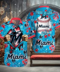 Miami Marlins MLB All Over printed 3D Hawaiian Shirt Custom Name